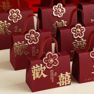 手提喜糖盒子糖盒结婚袋子大号婚礼中式糖果空礼盒婚礼