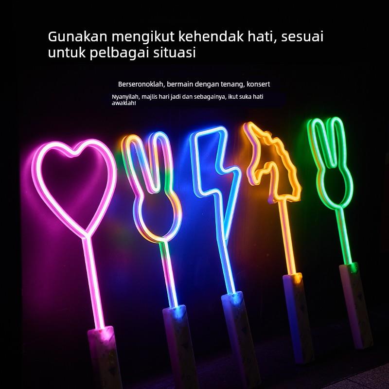 可重覆使用大号LED霓虹灯闪光棒手持荧光棒演唱会应援棒氛围道具
