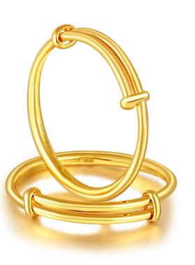 高档礼宝儿宝金手镯包镀金内银孩母子镯一对婴儿满月周岁物小童金