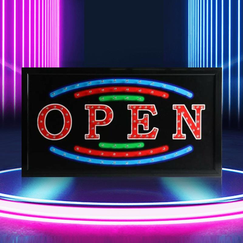 跨境热销LED广告牌 OPEN灯牌闪光指示灯牌商店悬挂荧光板灯板