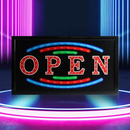 跨境热销LED广告牌 OPEN灯牌闪光指示灯牌商店悬挂荧光板灯板