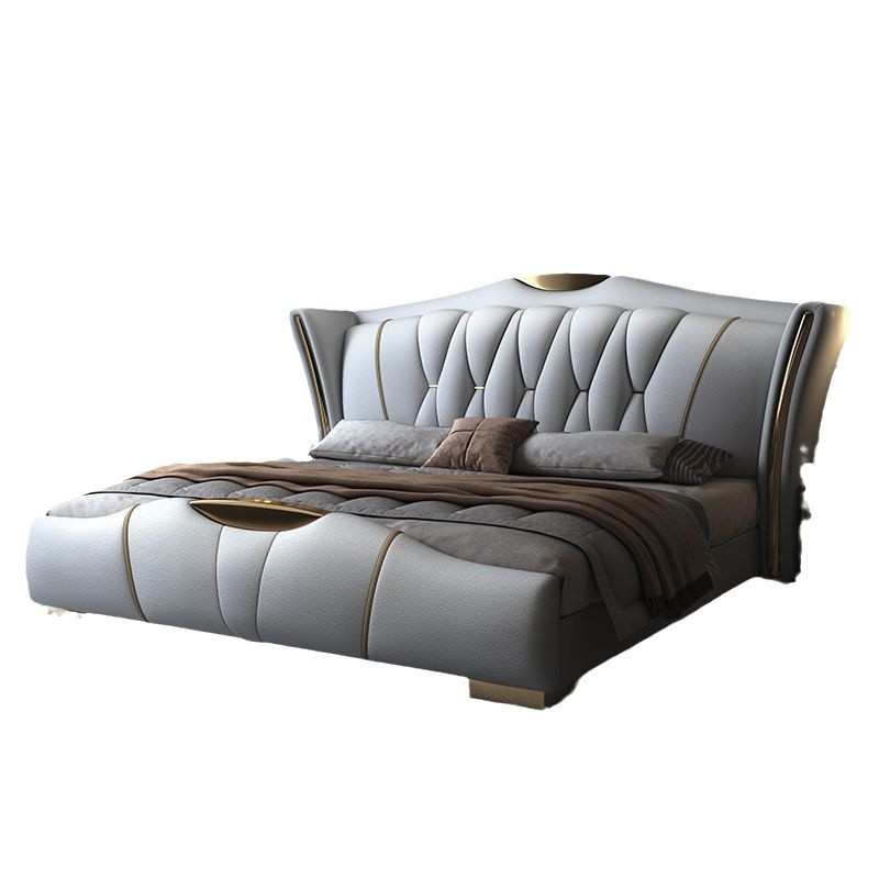 皮床床1.8米双人主卧奶油新款现代简约大床软包床软体床1.5米轻奢