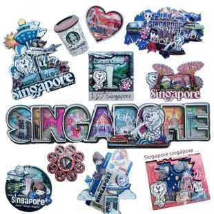 景点新加坡纪念品纪念品环球影城滨湾机场木制木制堆叠冰箱磁铁