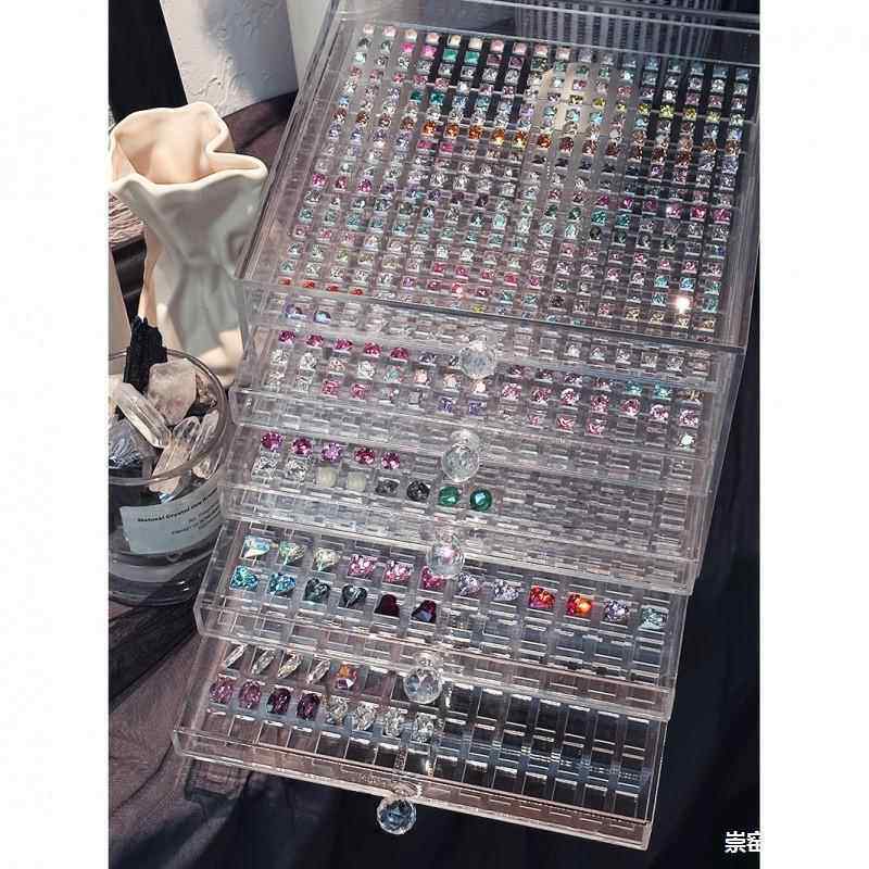 子别墅新款货亚纳克力收抽现华子美甲钻小饰品屉整理收纳257美甲