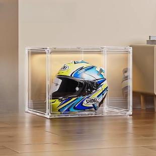 安全帽收纳柜机车帽子压克力透明家用模型柜展示盒机车装备放置架
