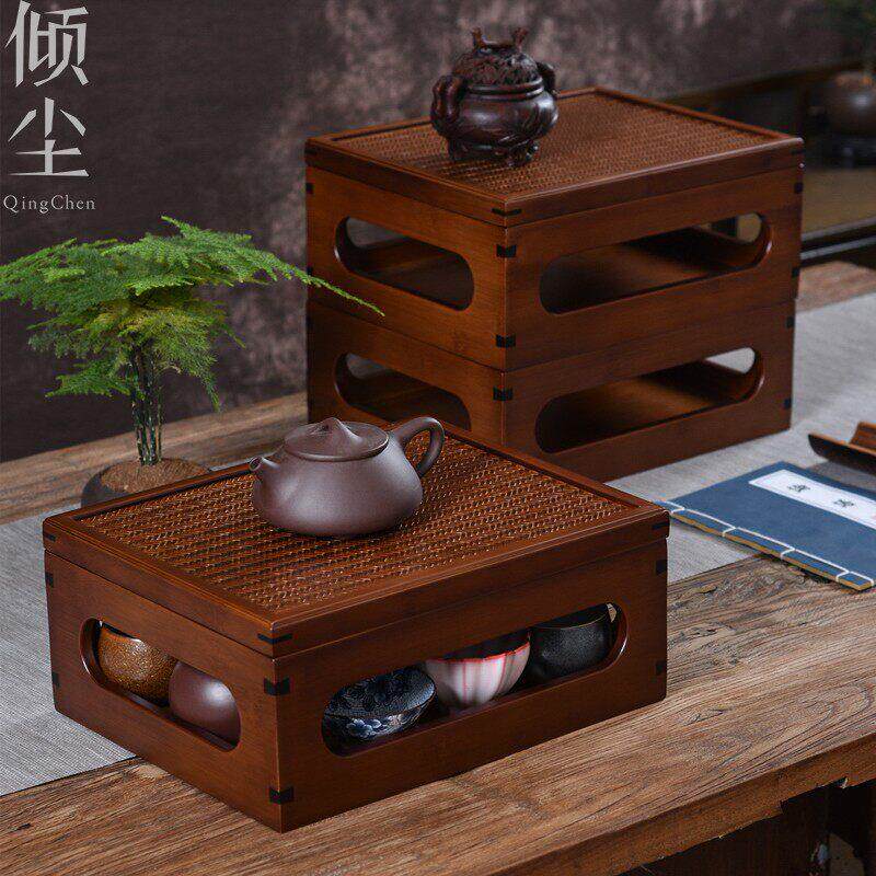 竹制多宝格干隆百宝箱茶具收纳盒茶柜茶台置物架茶桌茶壶杯收纳层
