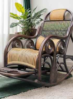 9POVC真藤摇椅午休藤编老人懒人逍摇遥椅藤躺台椅阳家用休闲大椅