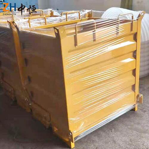 定制重型底开式垃圾箱 冷轧钢板铁屑车自卸废料箱叉车底开倒料箱