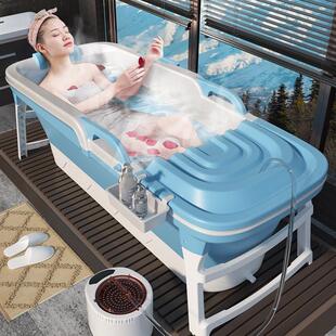 家用浴桶泡澡桶可折叠成人加高汗蒸特大号长方形洗澡盆沐浴盆