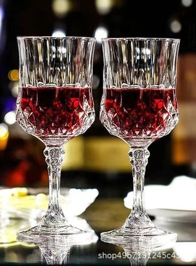 水晶玻璃钻石红酒杯复古浮雕甜酒鸡尾酒杯子高脚杯葡萄酒杯洋酒杯