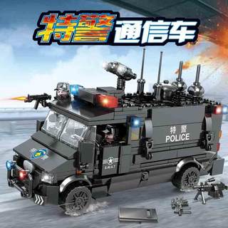 开-城鹰市守卫者黑特警战车模型小颗粒拼智装创积6725木玩意具