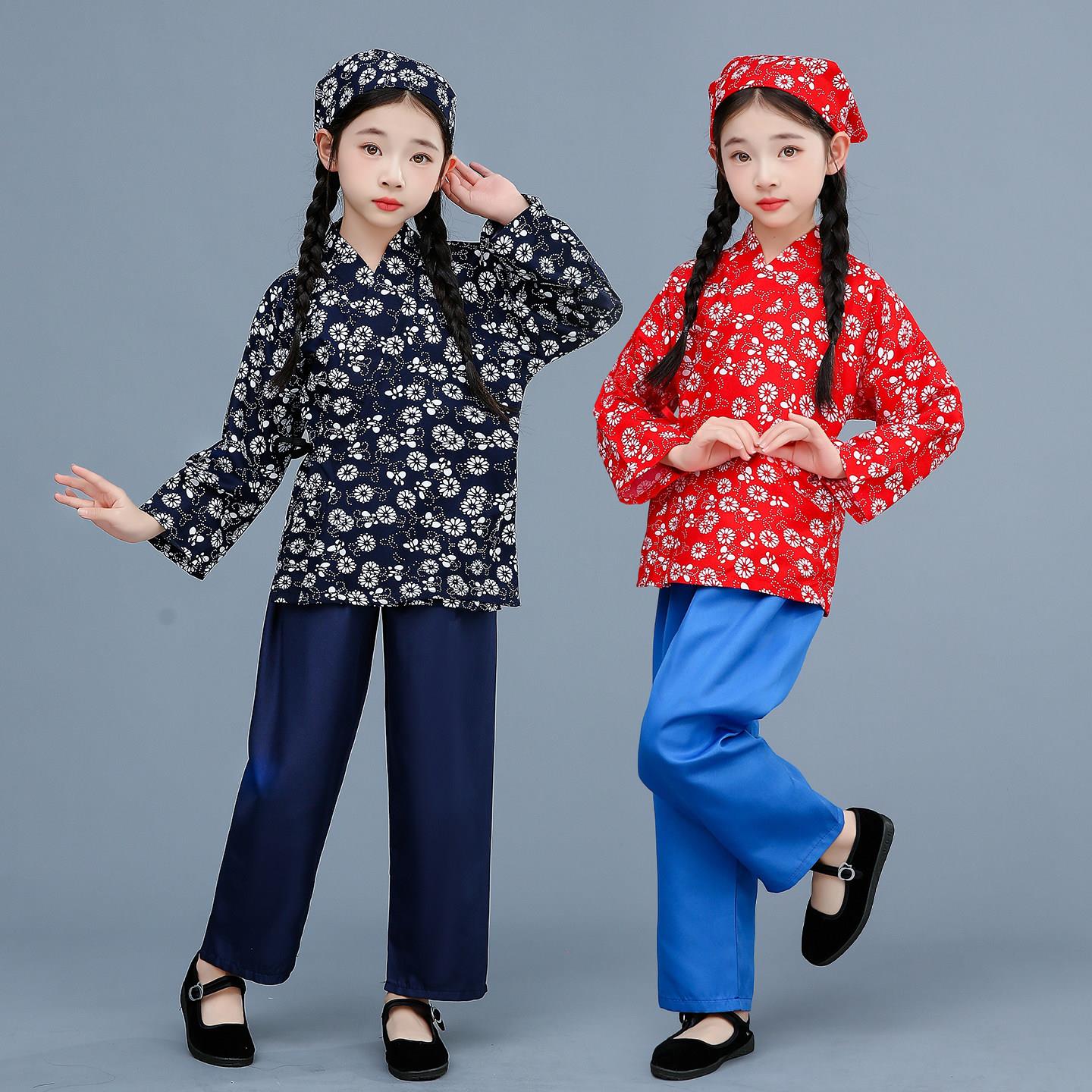 新款儿童古装汉服农夫愚公移山服幼儿园村姑童班服国风锄禾演出服
