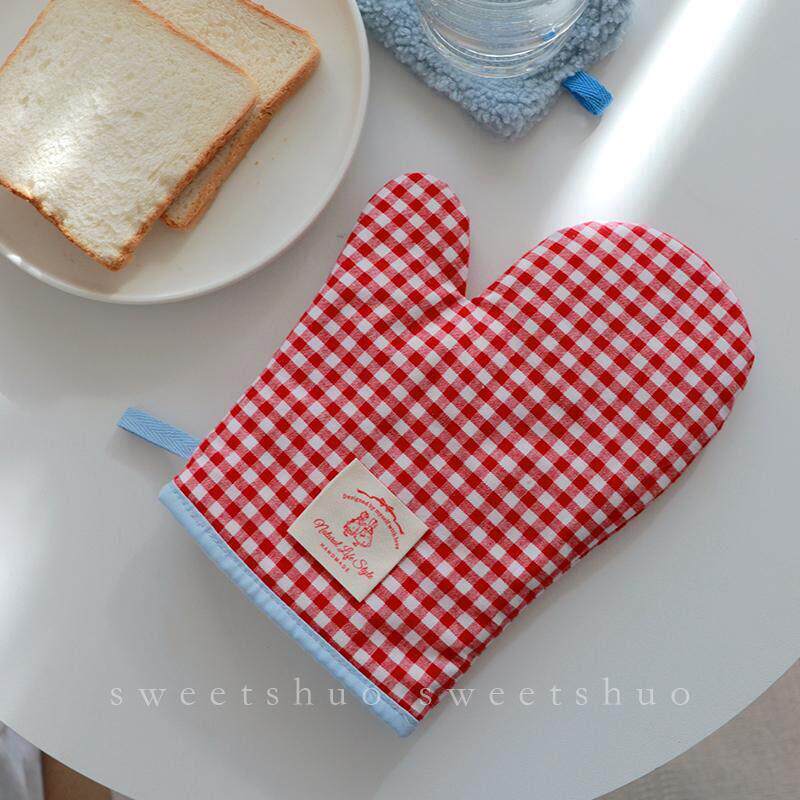 sweetshuo原创手工微波炉烤箱烘焙隔热手套ins创意格子布艺拍照