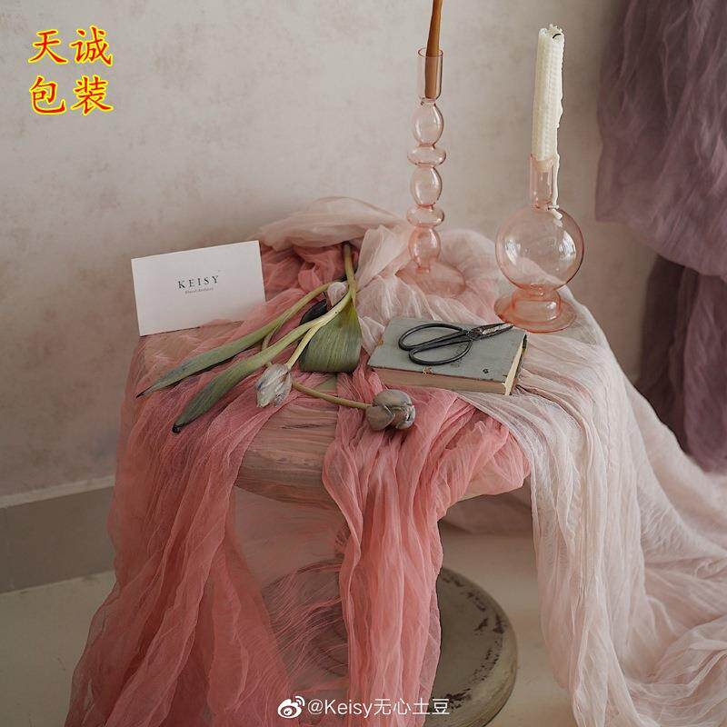 韩国褶皱背景纱包花纱网花店拍照背景布拍照装饰道具皱皱奶油纱
