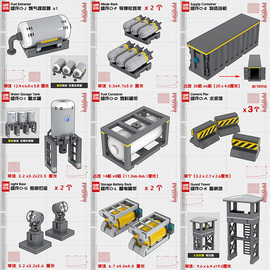 日骎原创设计 颗粒积木MOC拼装基地工业军事设施格纳库机器人玩具