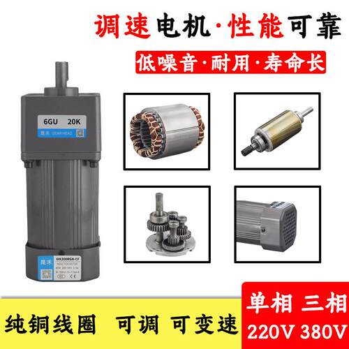 可调速电机单相三相220V齿轮减速电机6IK300RGU-CF小型变速马达厂