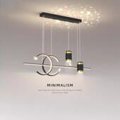 餐厅吊灯2022新款 现代简约大气轻奢北欧创意吧台餐桌led长条灯具