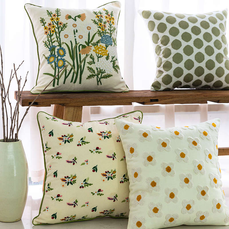 6B76纯棉抱枕ins风沙发抱枕套不含芯小花花朵抱枕靠枕靠垫可