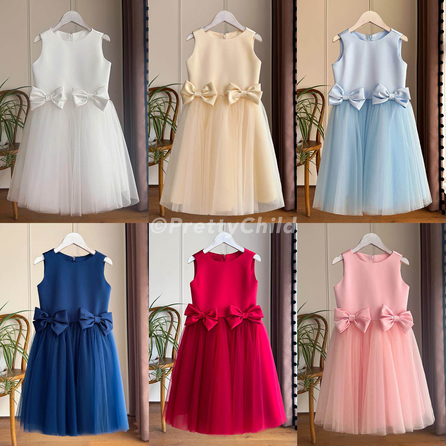 新款女童生日公主裙简约大方儿童礼服女宝周岁纱裙春夏短款演出服