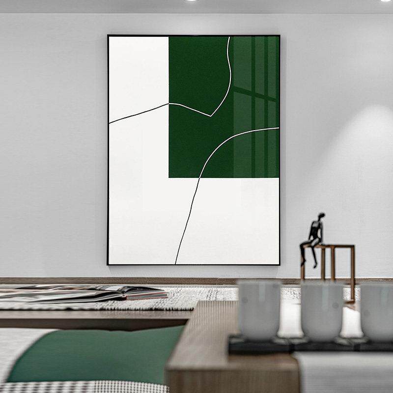创意简约装饰画轻奢现代风格客厅玄关餐厅画绿色线条艺术抽象挂画