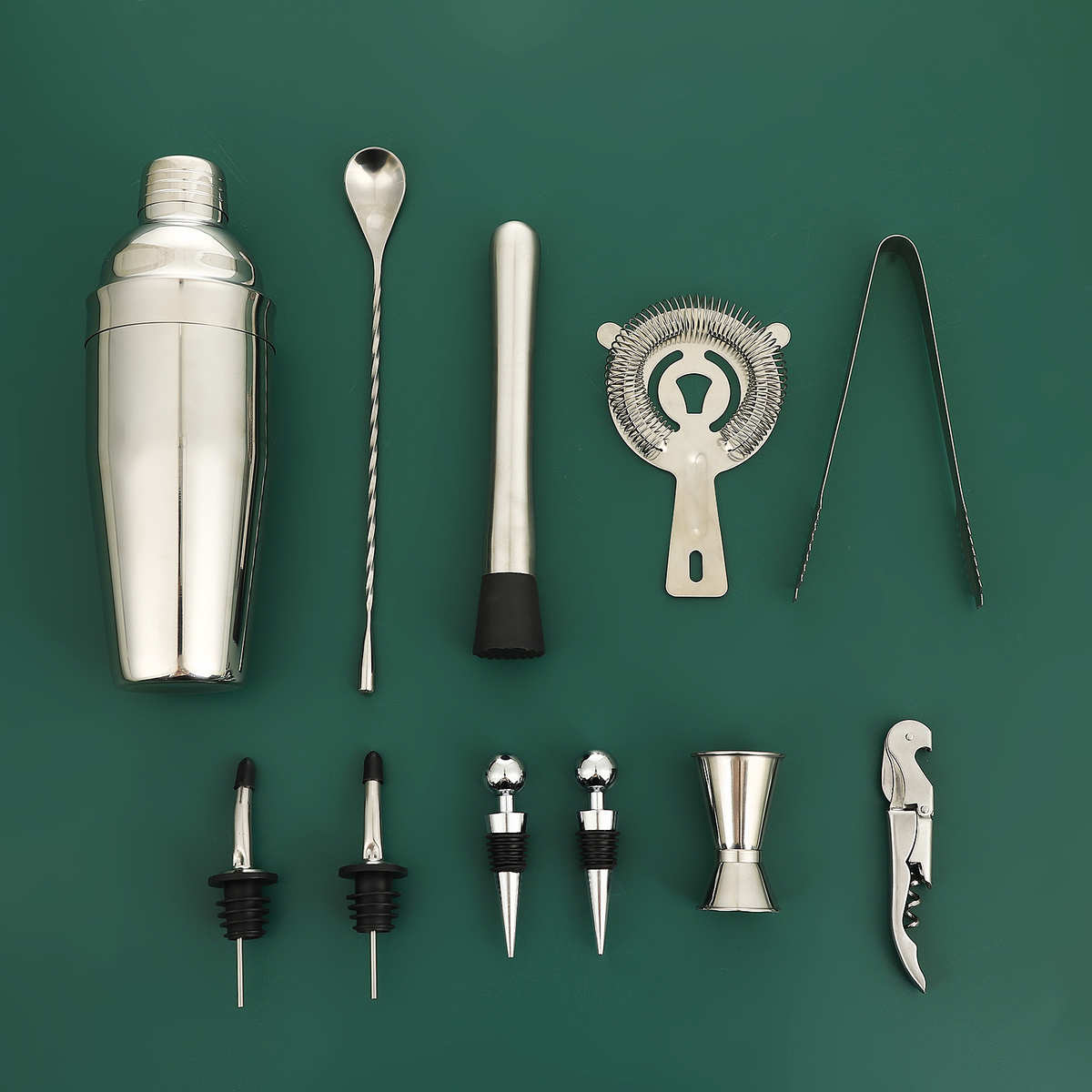 12件套鸡尾酒调酒器套装带支架调酒师套装饮料搅拌机鸡尾酒套装