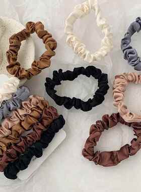 6Pcs/Set Woman Fashion Silk Satin Scrunchies Solid Color Hai