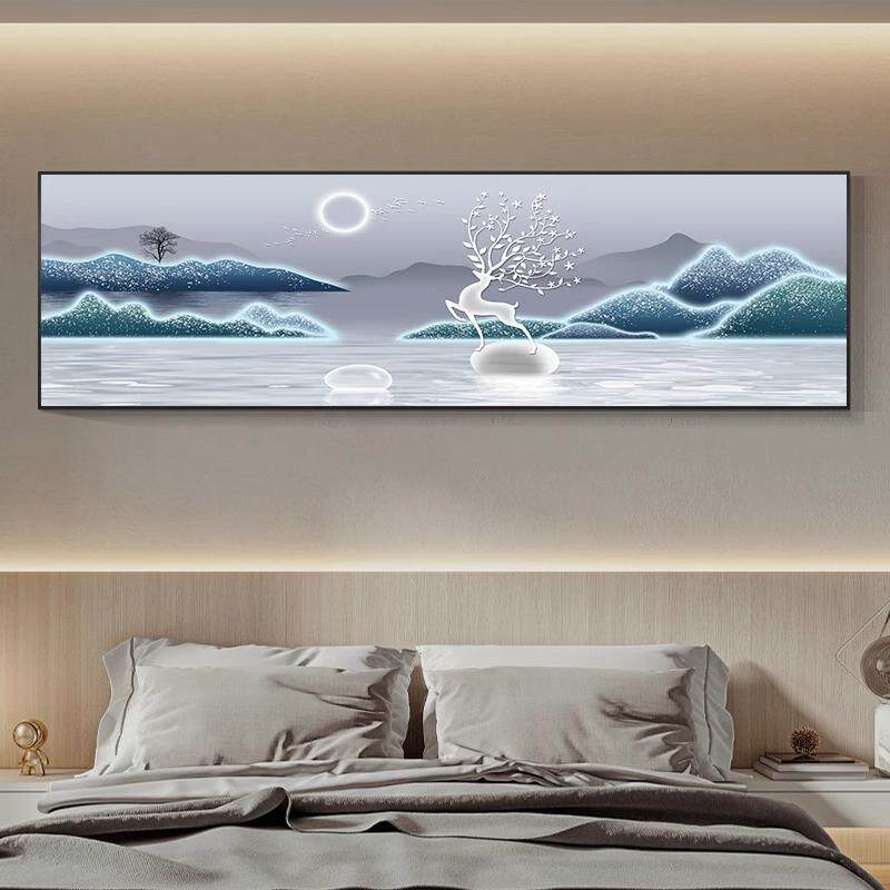 新款卧室床头装饰画轻奢现代简约民宿主宾卧画酒店壁房间背景馆墙