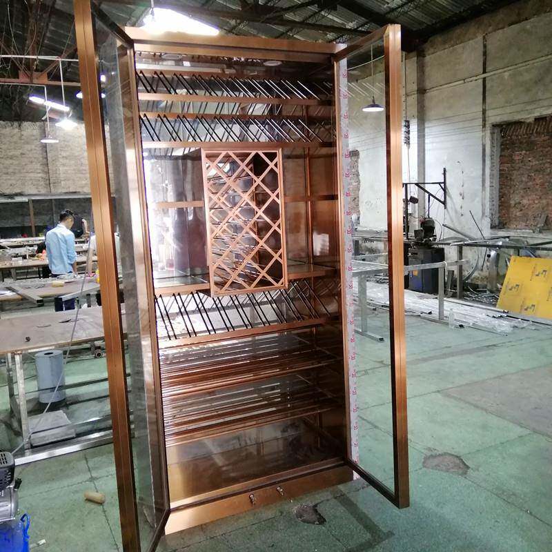 雕不锈钢层橱柜立柜酒柜花玄关烤877古漆玫瑰金间厅收纳板柜置物