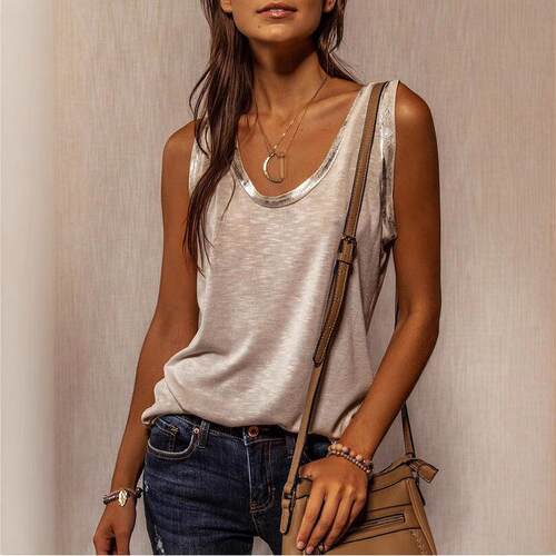 Women Casual Seam Hem Vest Fitted Color Daily Wear