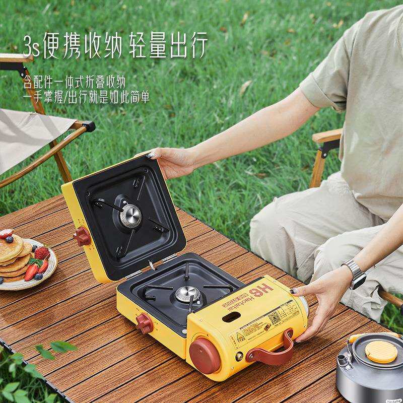 折叠一体式双头卡式一炉多用快速收纳露营炉具野营火炉便携式猛火