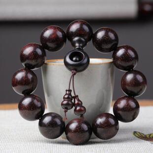 时来运转小叶紫檀手串20mm爆满金星高油密老料男女非洲紫檀木佛珠