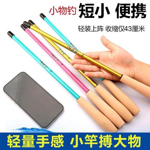 小物钓鱼竿套装便携式鱼竿儿童钓鱼竿超短溪流竿微物竿钓小鱼手竿