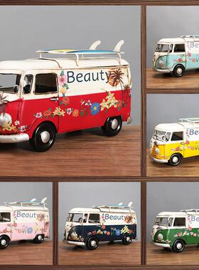 覆古怀旧老爷车 汽车模型巴士纸巾盒卫生纸盒 酒吧饭厅装饰道具摆