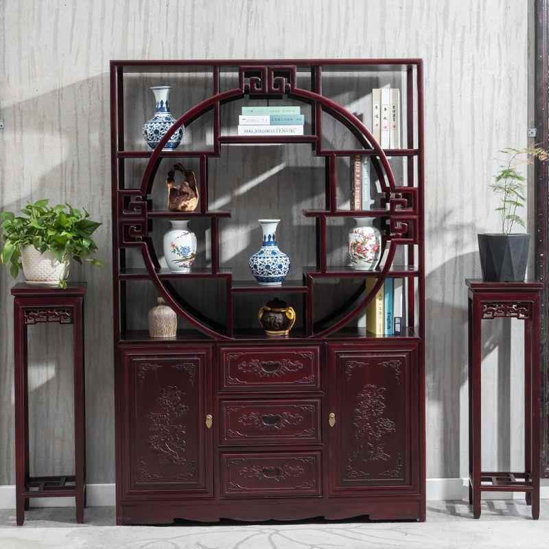 博古架实木新中式多宝阁茶业具展示架收纳柜摆件隔断现代简约酒柜