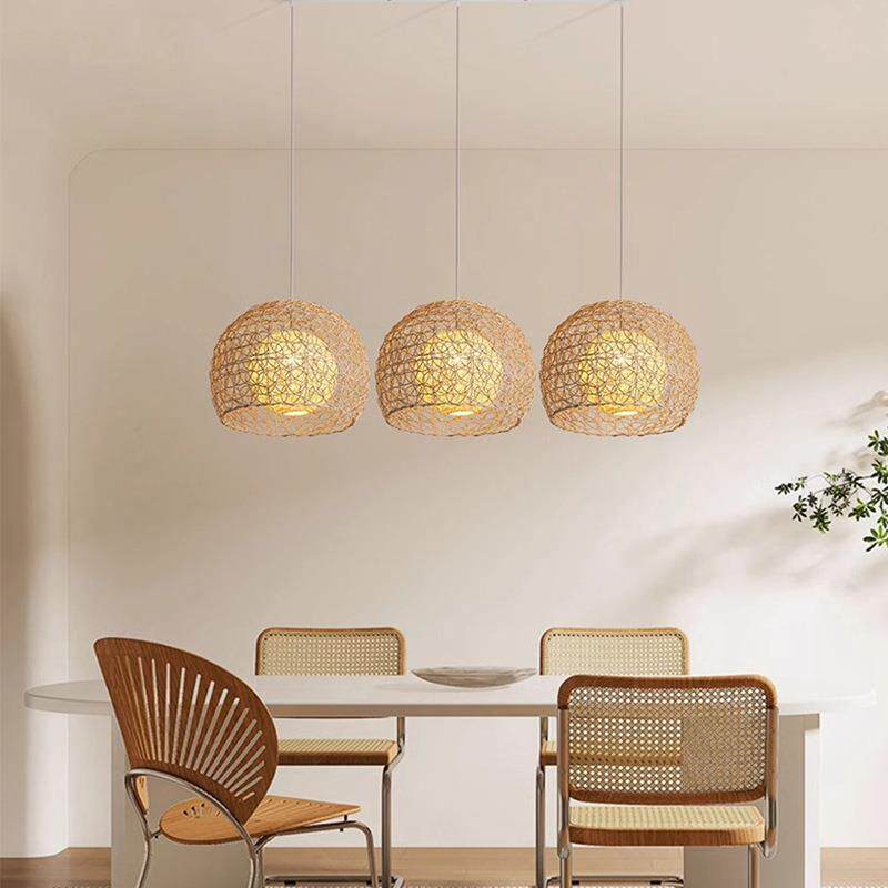 田园藤编吊灯日式禅意竹灯饰客厅卧室餐厅寿司店铺装饰简约风