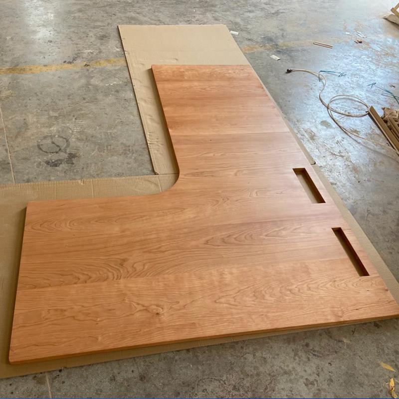 实木转角桌板台面拐角书桌升降电脑桌L型工作台diy实木板桌面定制