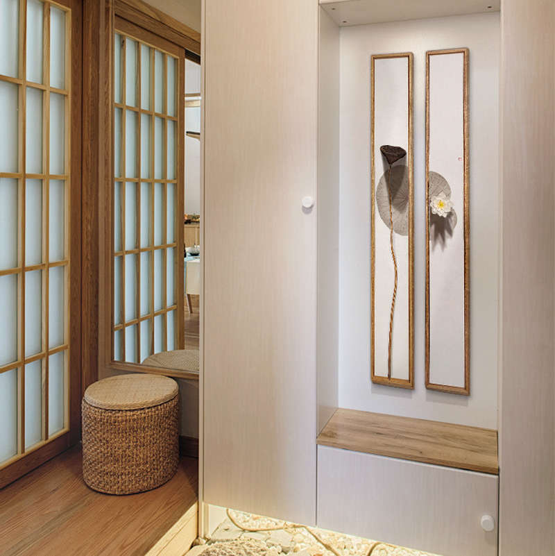 9ZRT日式客厅沙发背景装饰画禅意茶室挂画新中式餐厅墙饰干花挂件图片