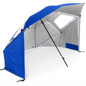 户外便携式 2.4米牛津银胶布透气遮阳沙滩伞带透明窗口户外钓鱼伞