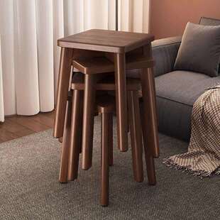 中餐式 家用椅111实木凳凳子可叠放餐凳客人备用桌吃饭特厚耐用四