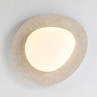 侘寂风卧室灯中古主卧吸顶灯复古客厅阳台房间led黄洞石吸顶灯