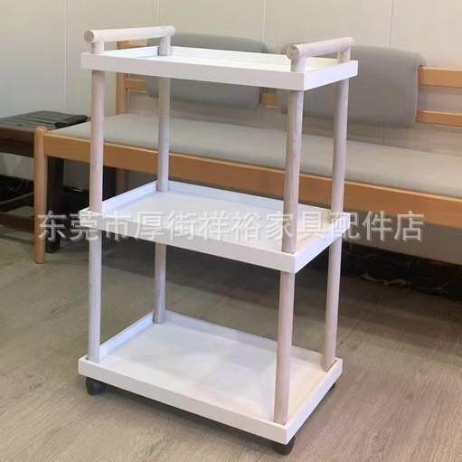 木制小推车多层置物架客厅沙发边几可移动茶几奶油轻奢带轮收纳架