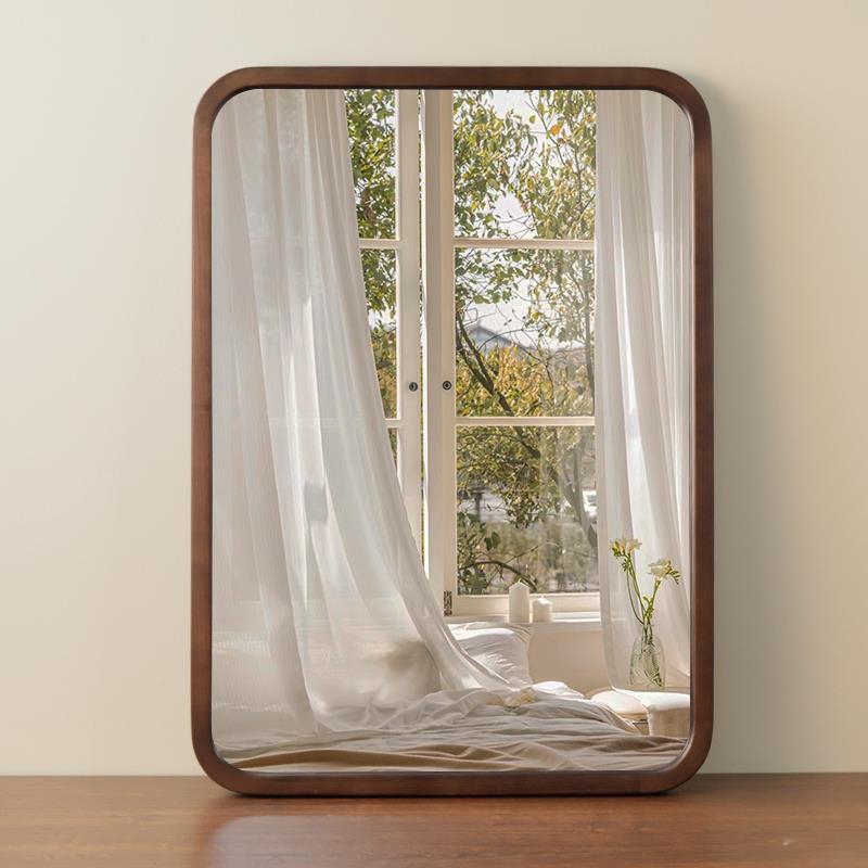 L7F76HT6T8白蜡木壁挂穿衣实木边框试衣镜镜镜装饰挂浴室厕所墙卫