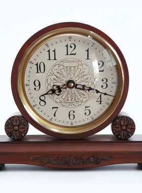 书房t1012a时钟表实木座钟欧式木制古典办公座钟台钟静音木纹客厅