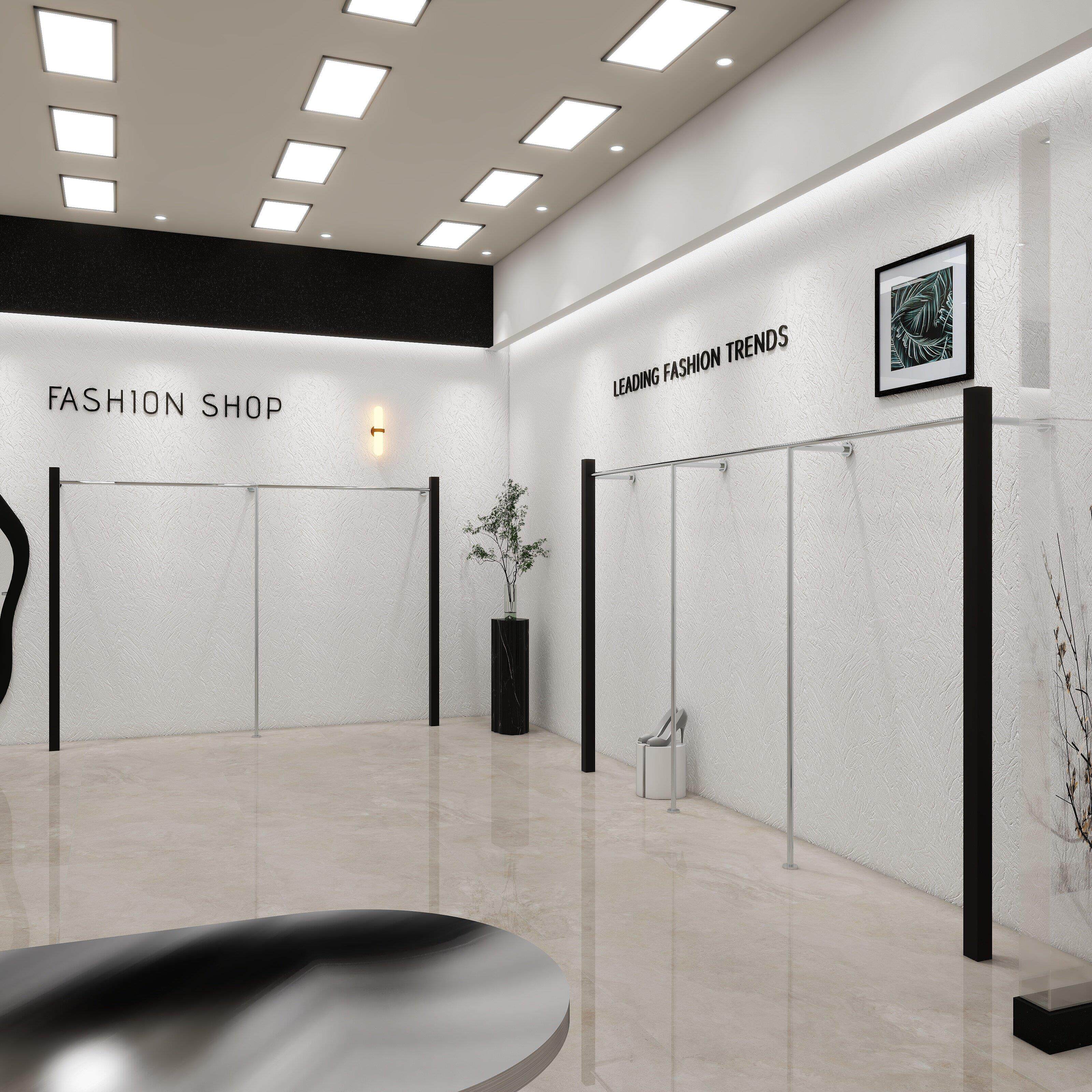 服装店展示架黑色简约不锈钢落地式侧陈列架女装店衣服上墙挂衣架