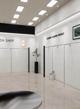 服装店展示架黑色简约不锈钢落地式侧陈列架女装店衣服上墙挂衣架