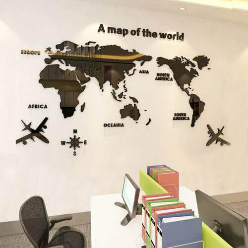 world acrylic crystal 3d map room bedroom wall stier liv