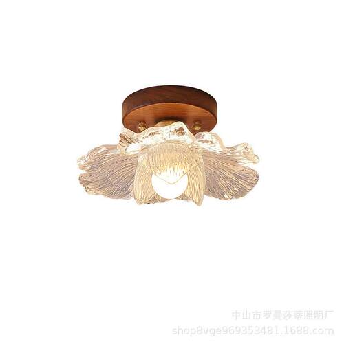 中古风过道走廊灯玄关阳台吸顶灯美式复古胡桃衣帽间灯具