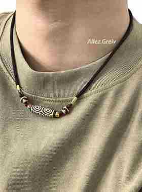 天珠项炼民族风藏式小众设计感男女情侣九眼六眼财神新中式覆古潮