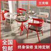 旧合铁坊圆桌桶椅工业桌椅组厅餐饮风奶茶甜品店咖啡酒吧商用铁艺