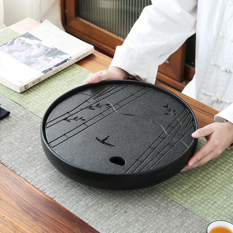 茶盘大号干泡茶台家用陶瓷储水盘圆形公室茶托茶海茶具储水式